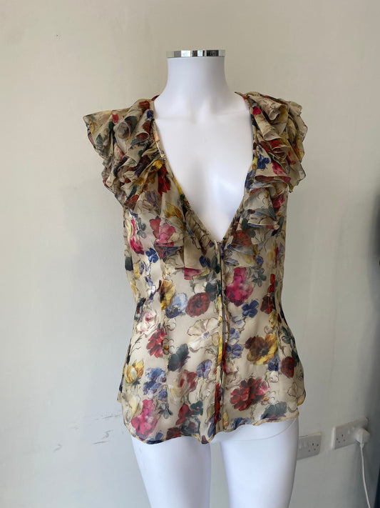 D&G Dolce and Gabbana Floral Sheer Top