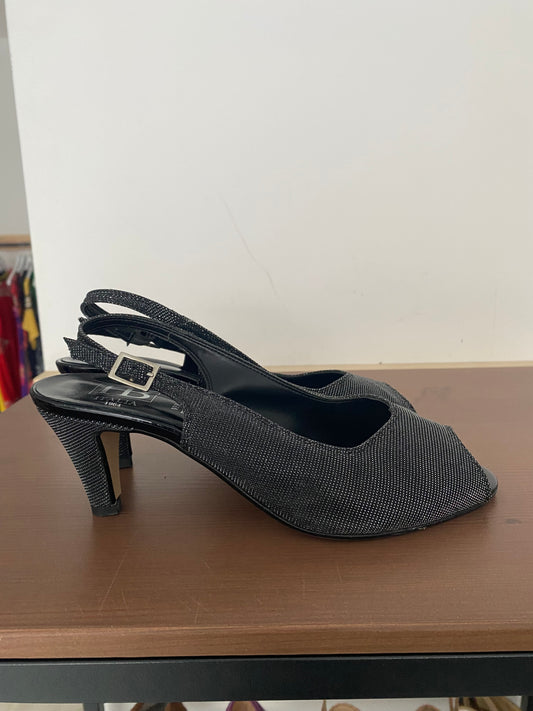 HB Italia Pewter Slingback Heels Size 5