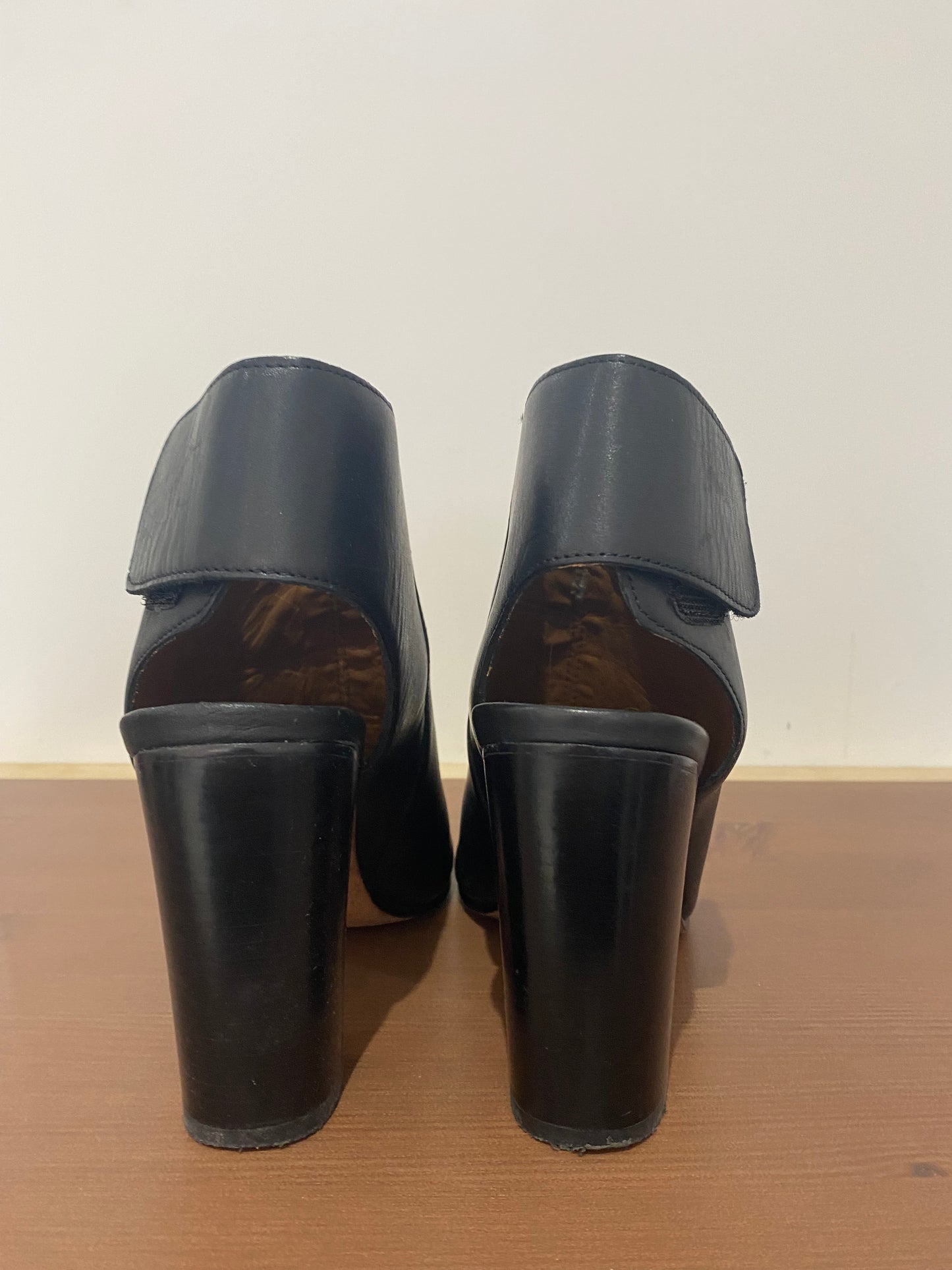 Whistles Black Leather Peep Toe Shoe Boots Size 4