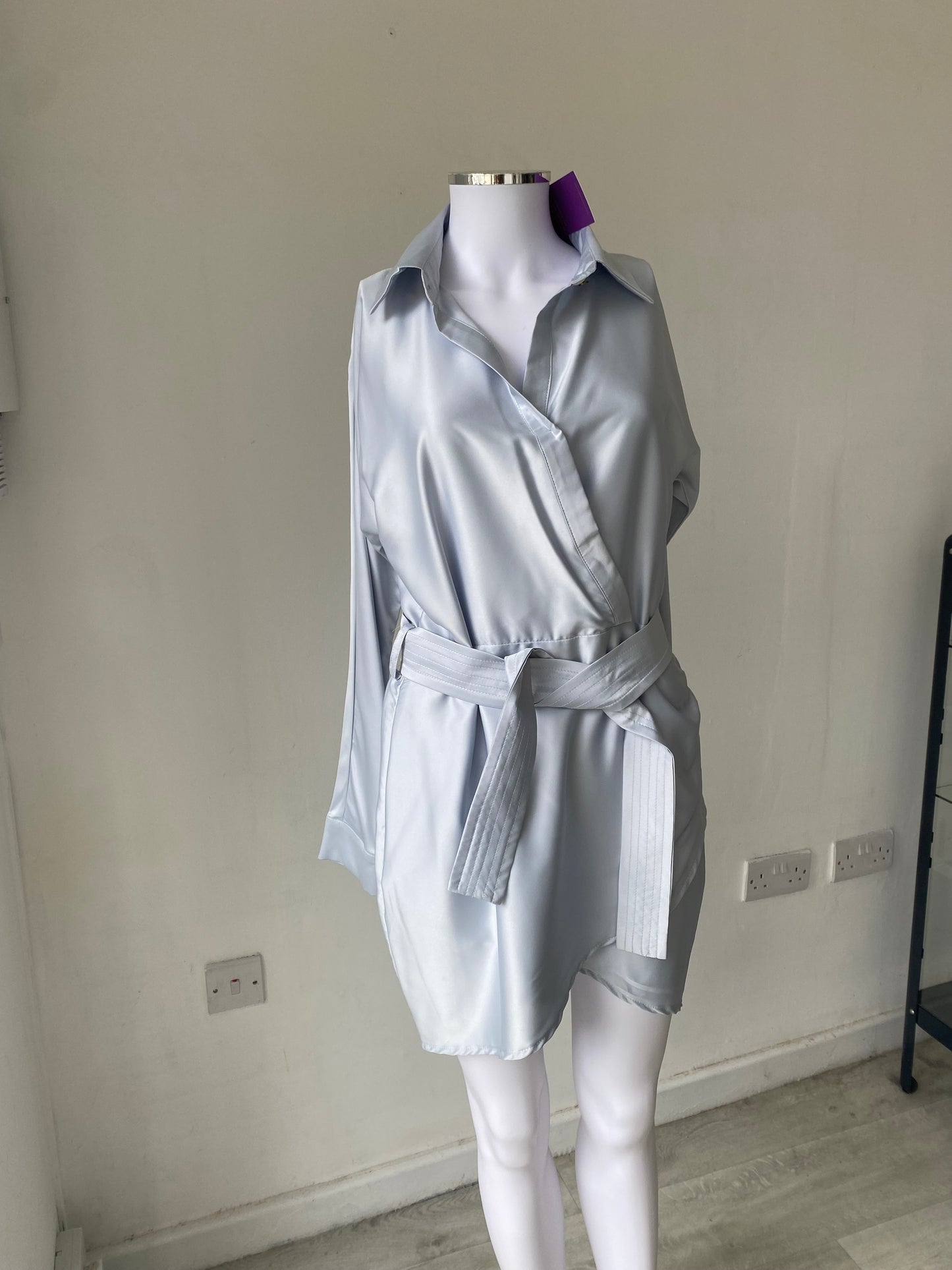 Glam maker Ice Blue Silk Feel Dress Size 10-12