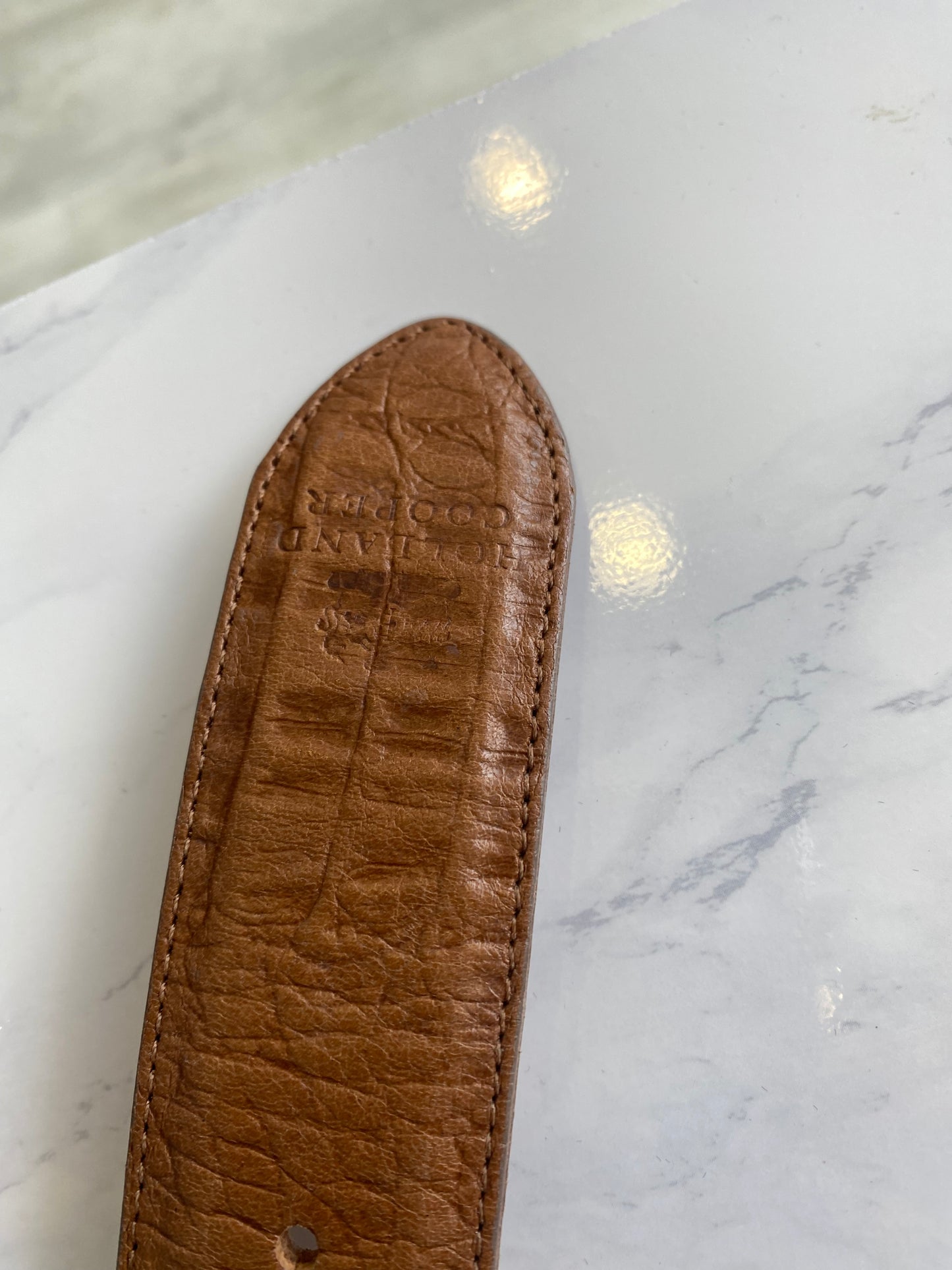 Holland Cooper Tan Croc Leather Belt with Box