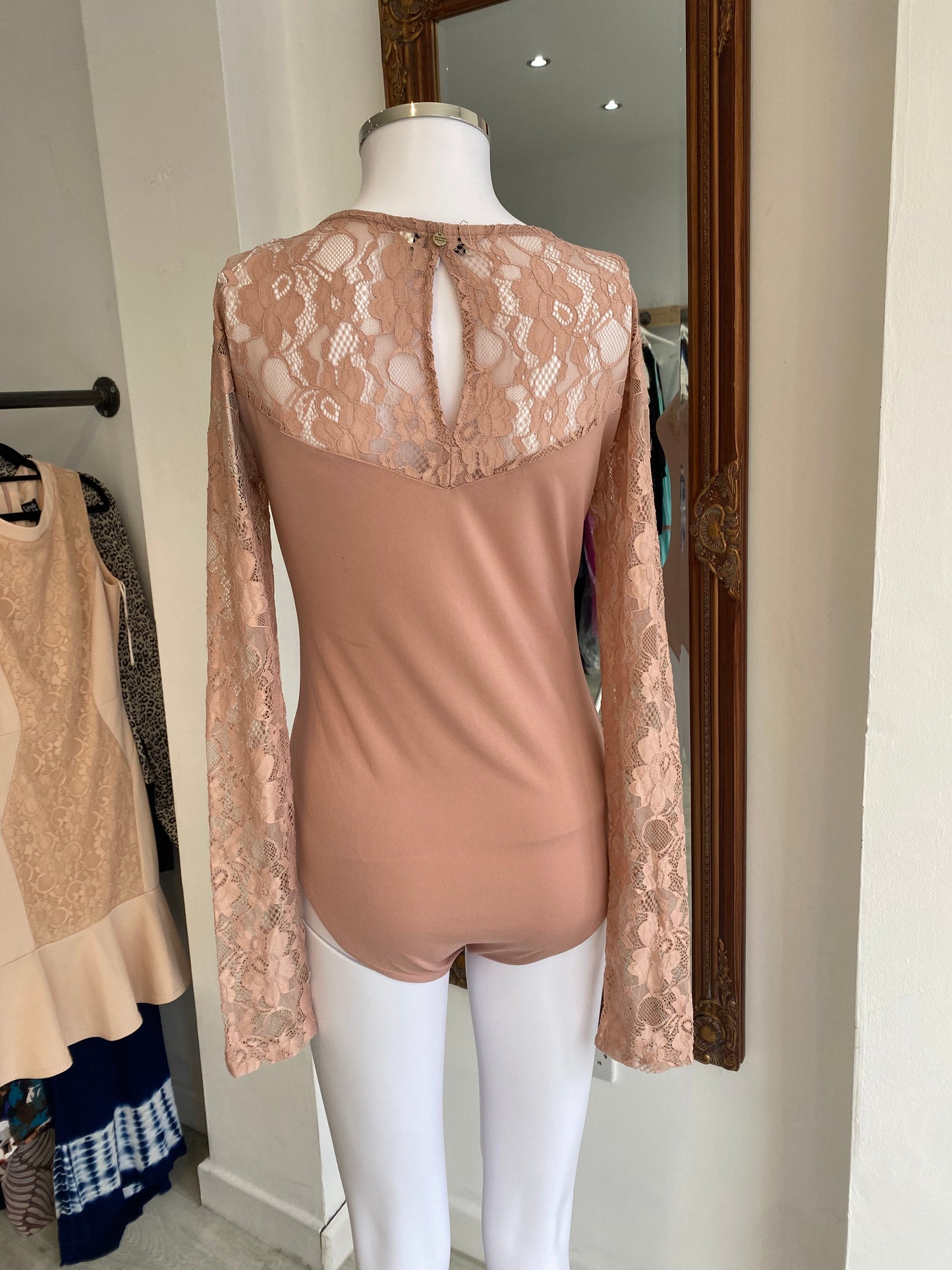 Silvian Heach Beige Lace Bodysuit Size Small 8-10