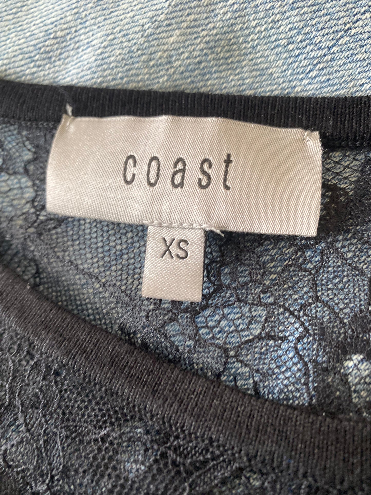 Coast lace detail navy top size 8