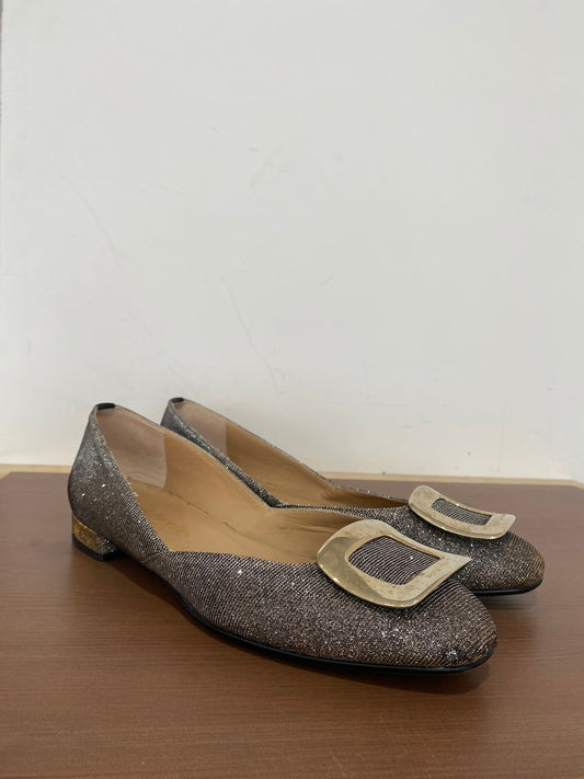 Russell and Bromley The Frame Gold Shimmer Loafers with Box Size 5