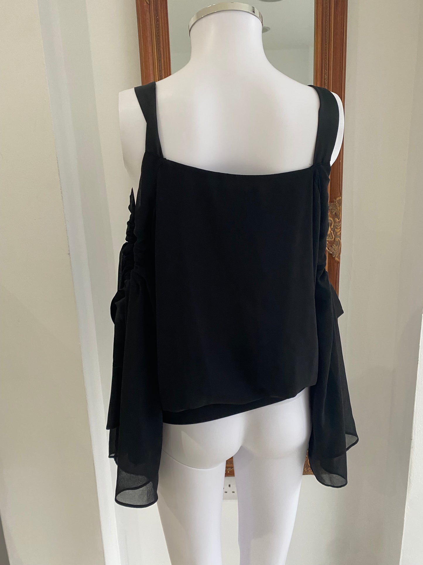 Coast Black Cold Shoulder Floaty Top Size 8