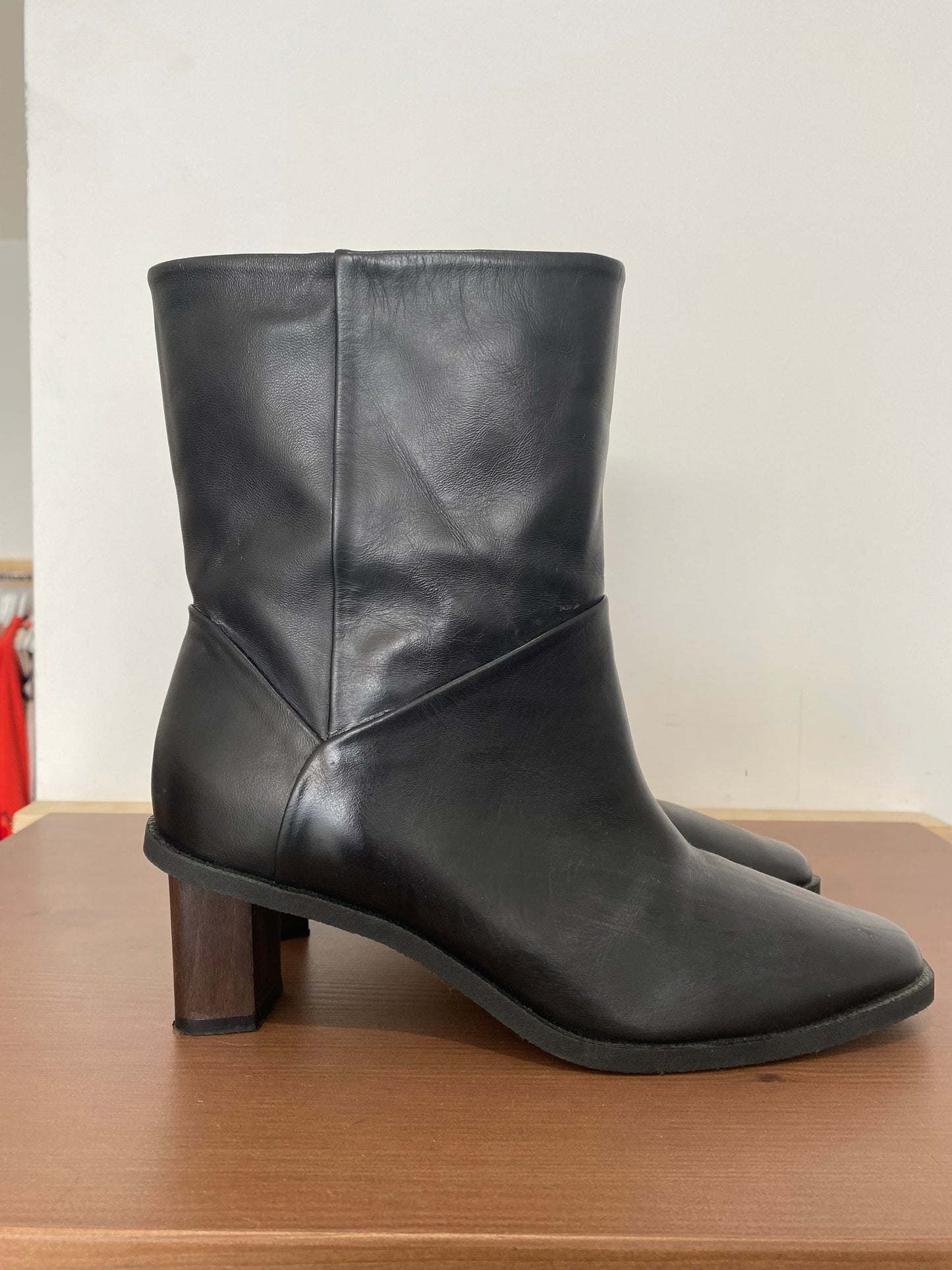 COS Black Leather Calf Length Boots Size 5
