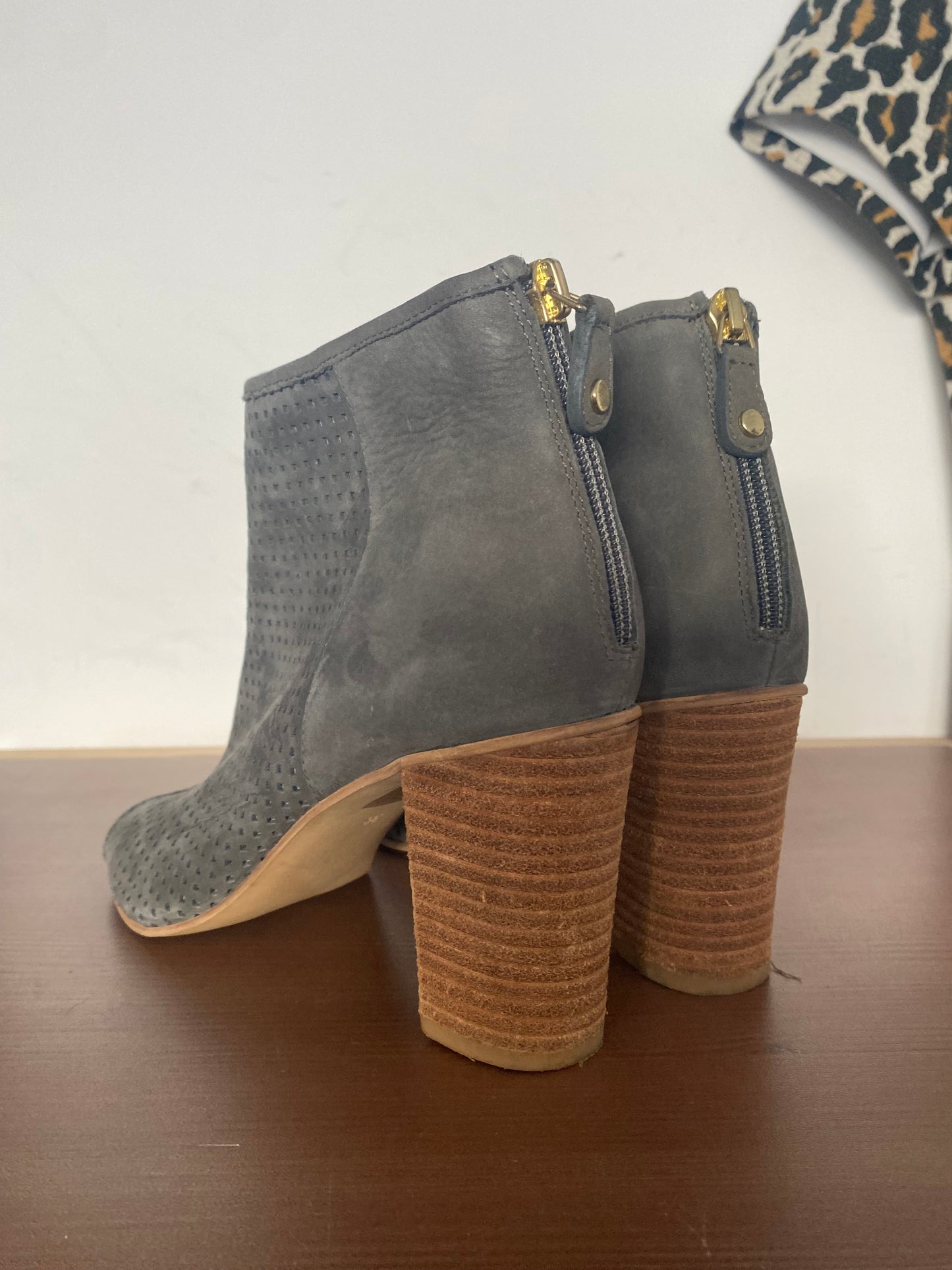 Mint Velvet Grey Laser Cut Boots Size 5