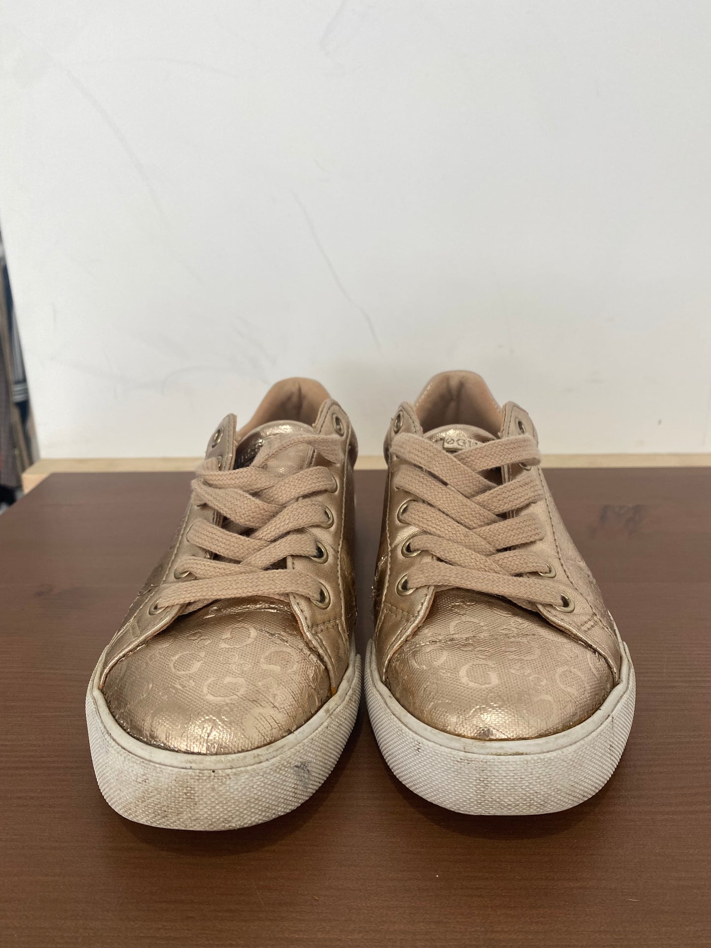 Guess Gold Monogram Trainers Size 4