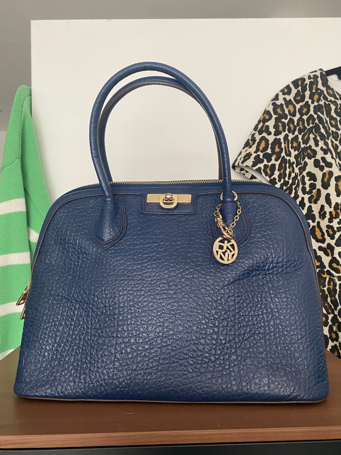 DKNY blue leather handbag