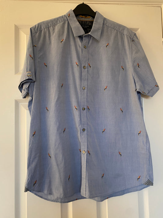 Ted Baker Parrot Embroidered Shirt Size XXL