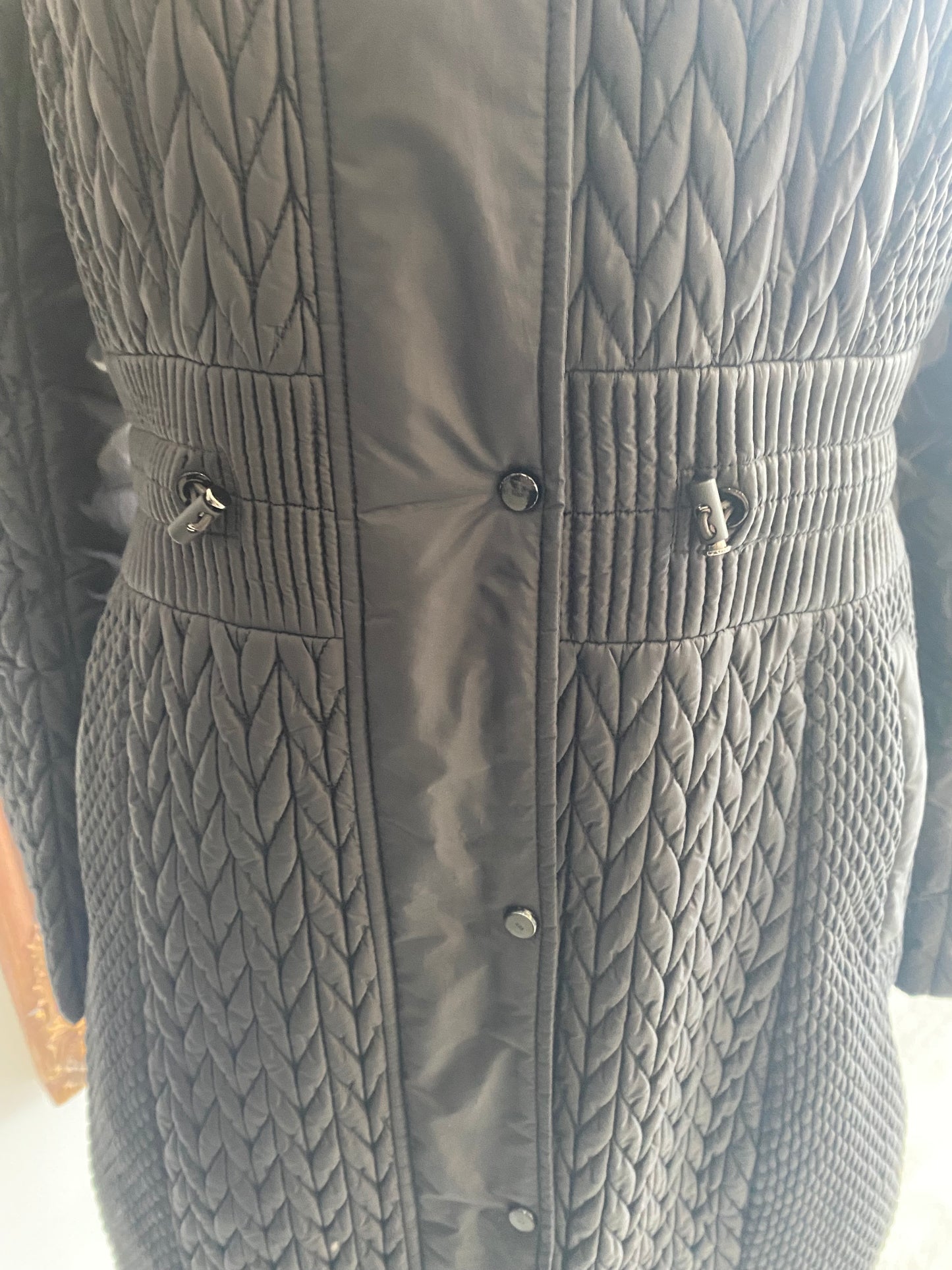 Karen Millen Black Plisse Coat Size 10