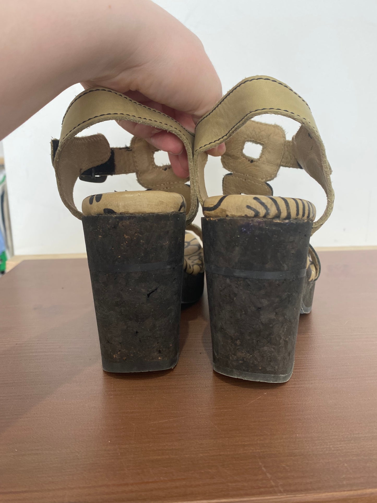 Fly London Leather Heeled Sandals Size 5