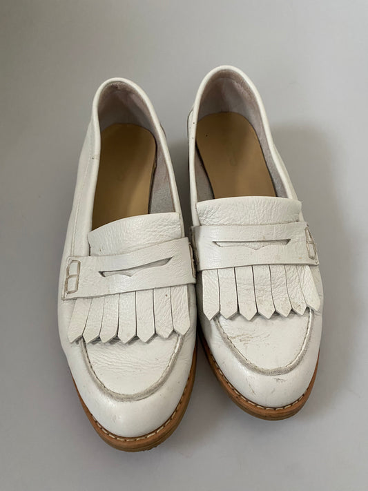 Aldo white leather loafers size 4.5