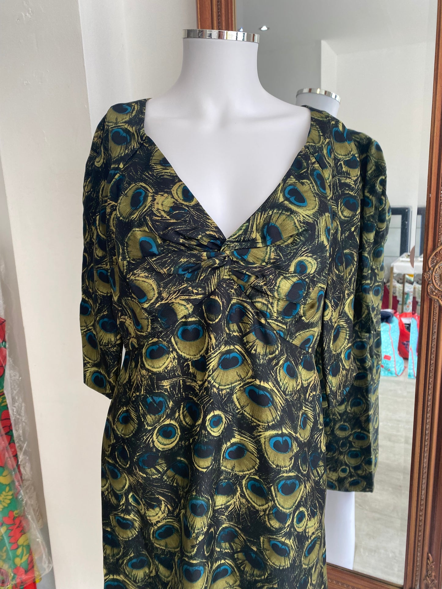 Milly New York silk peacock print dress size 10