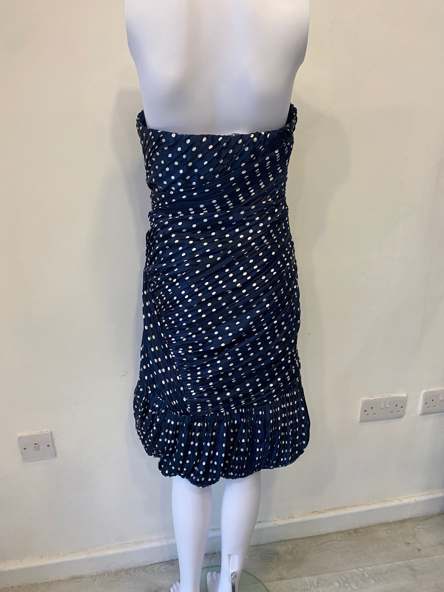 Tory Burch Strapless Navy Spot Dress Size 12