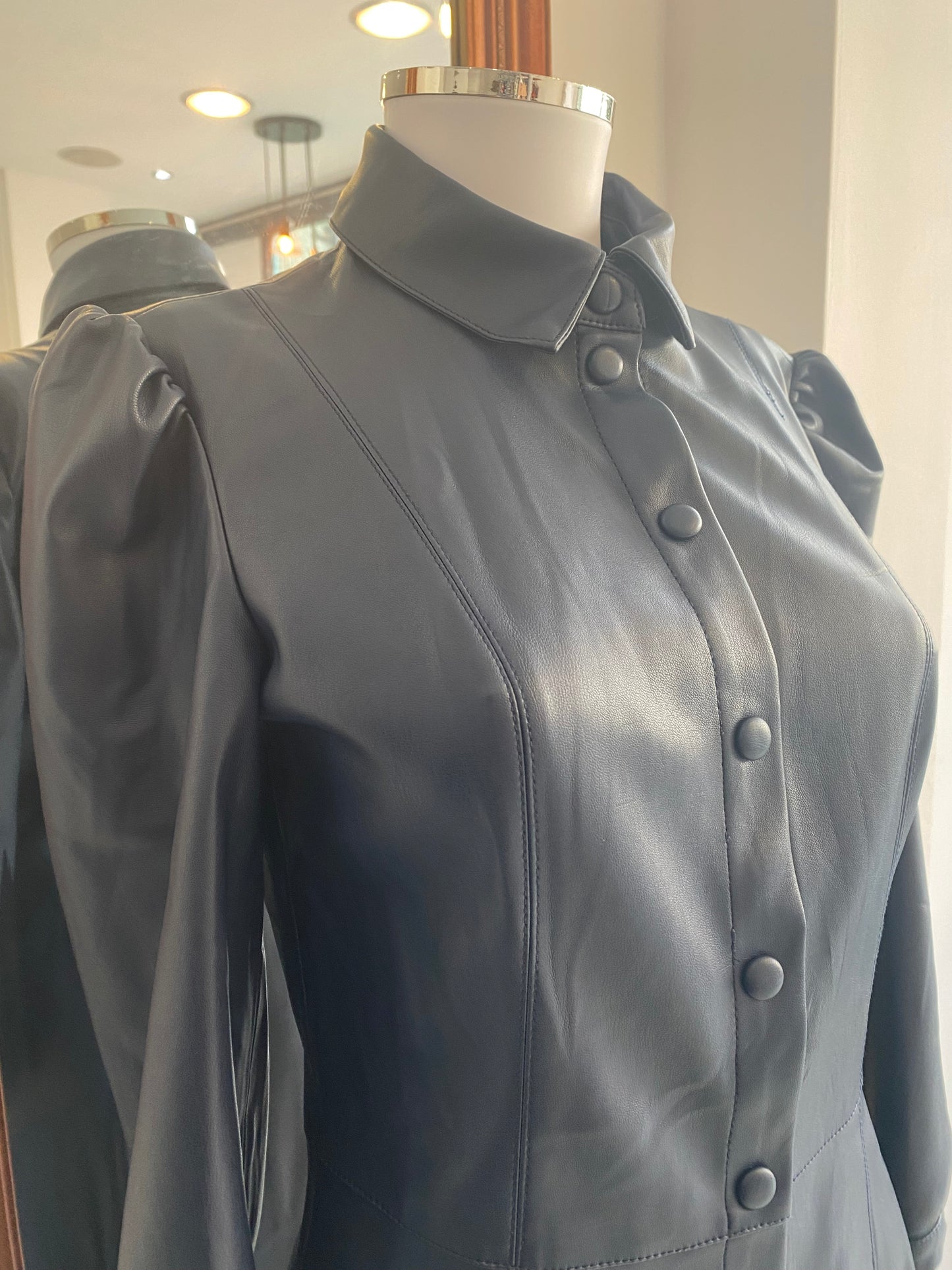 Sosander Navy Blue Faux Leather Dress Size 8