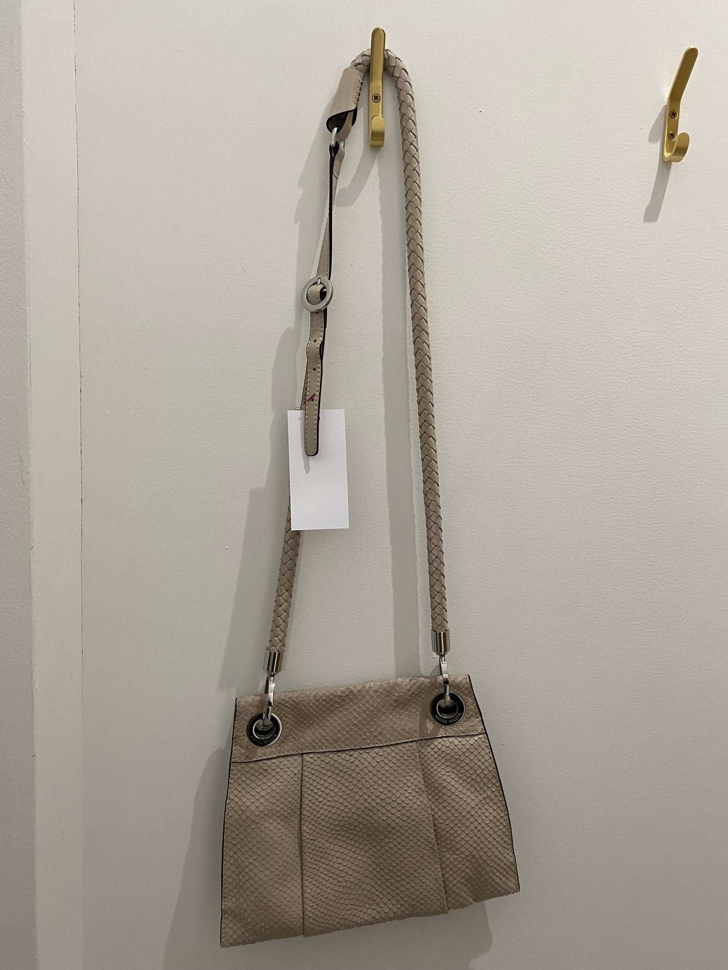 Karen Millen Crossbody Leather Handbag Beige