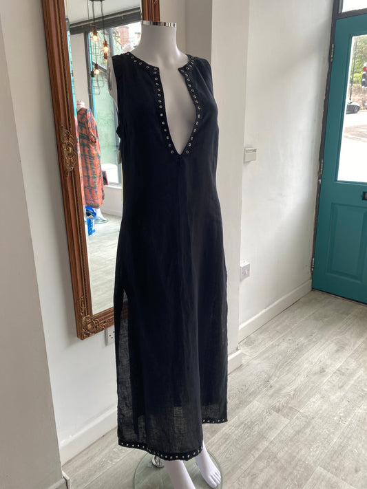 Richmond X Eyelet Linen Midnight Blue Dress Size 10