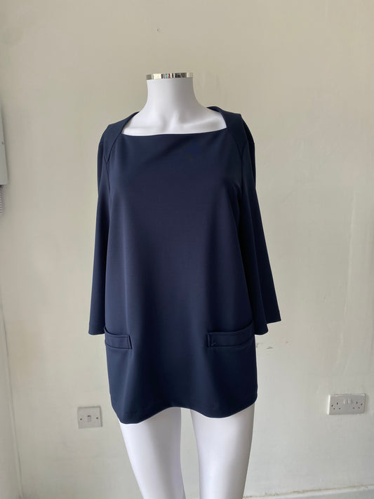 James Lakeland Navy Boat Neck Top Size 12