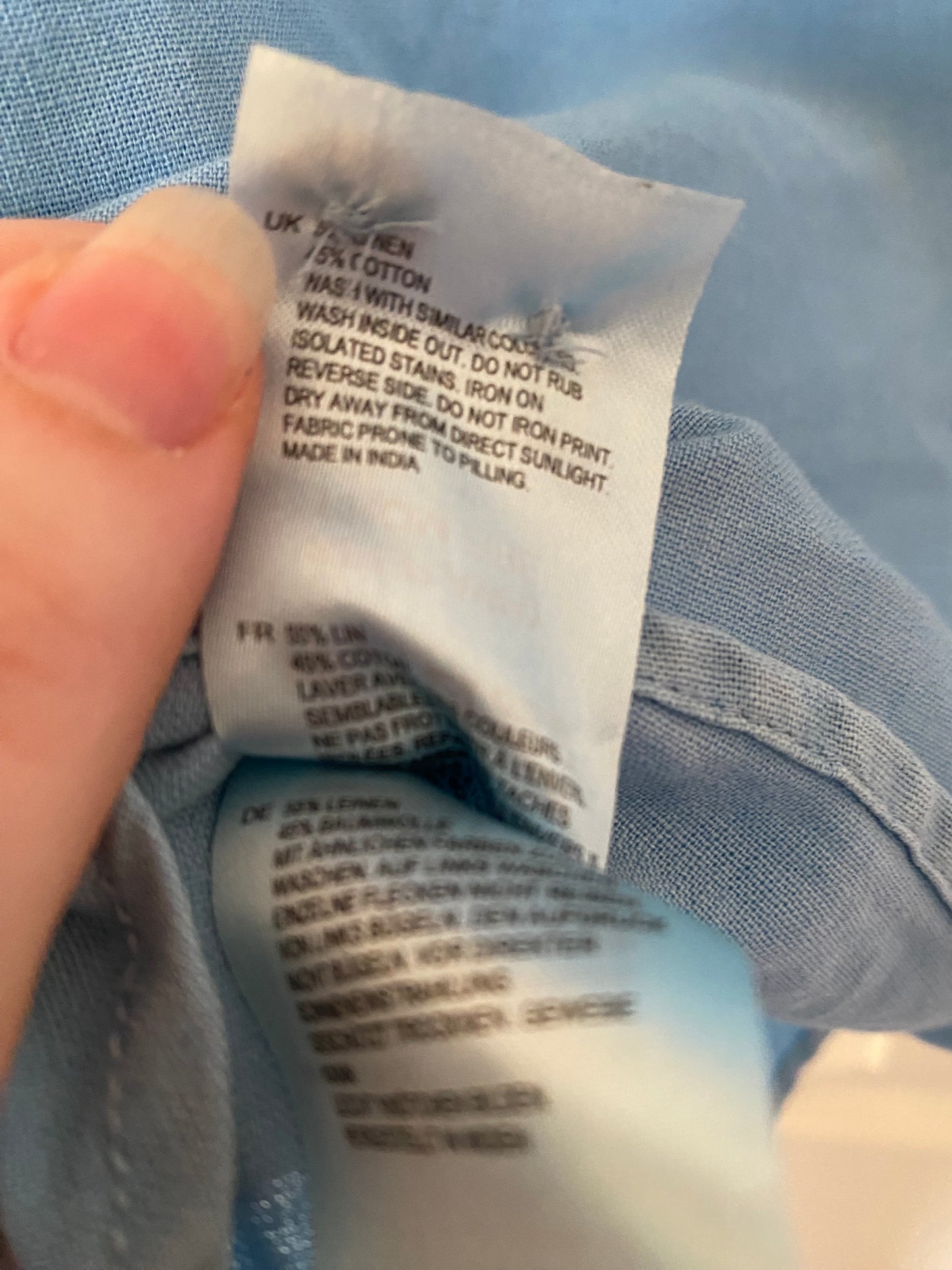 White Stuff Linen and Cotton Light Blue Shirt Size XL