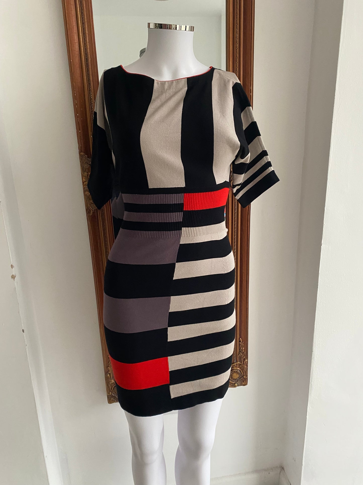 Karen Millen striped bodycon knit dress y2k size 8