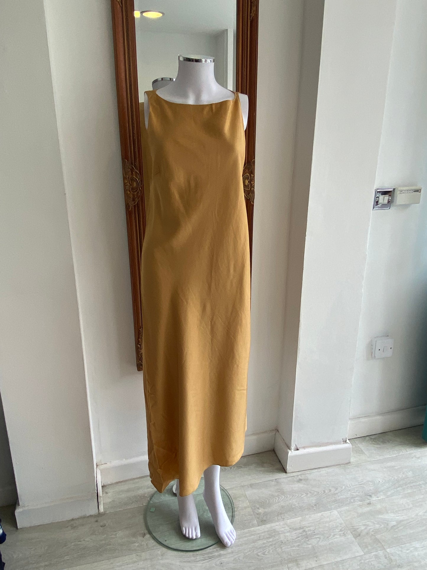 Zara Gold Maxi Dress Size Large 12 New with Tags
