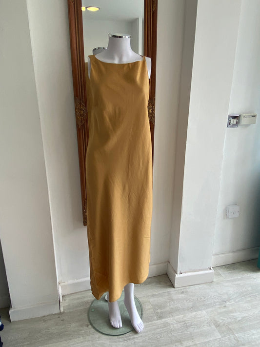 Zara Gold Maxi Dress Size Large 12 New with Tags
