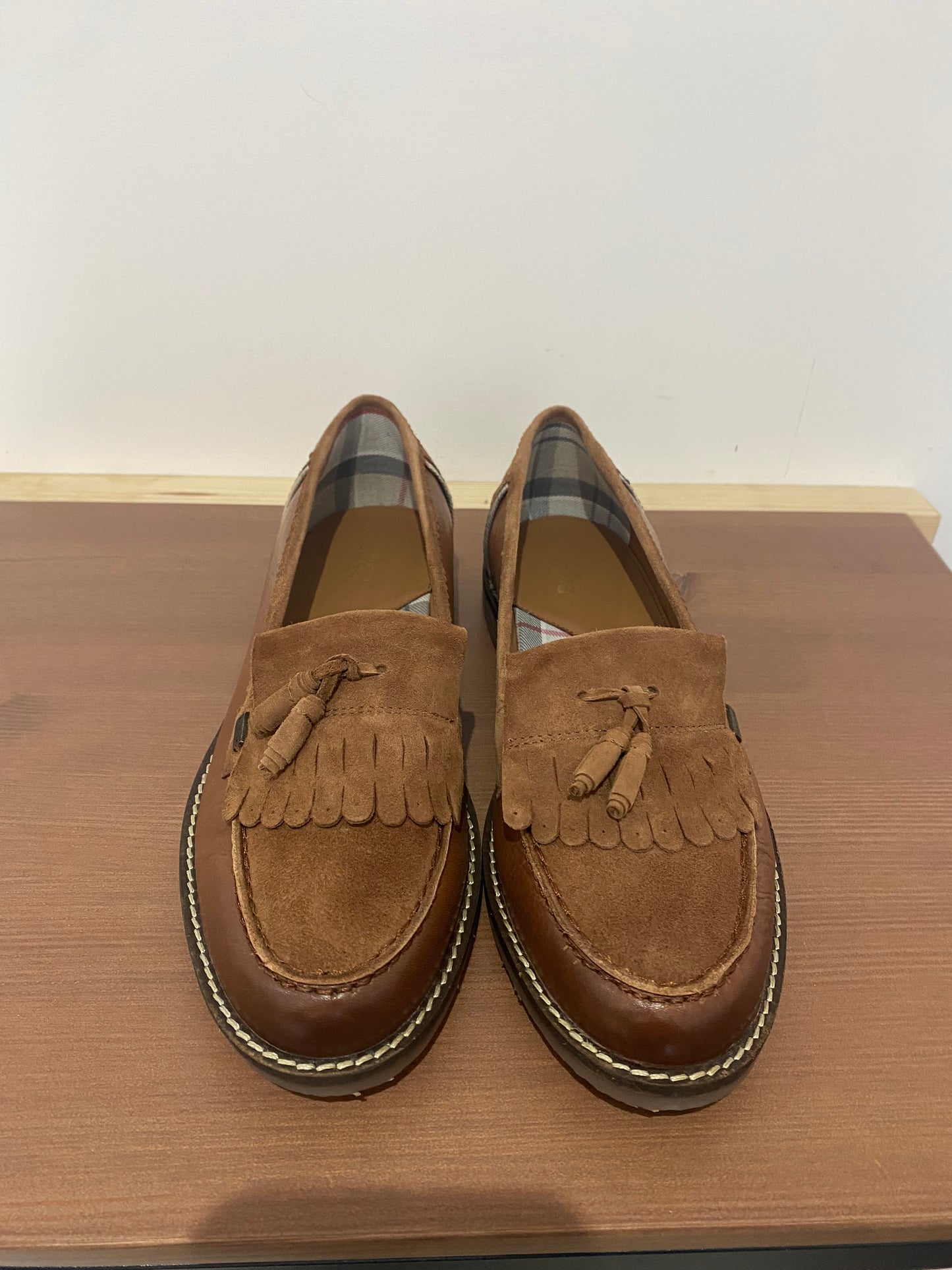 Barbour Brown Leather and Suede Naomi Loafers Brand New Size 8