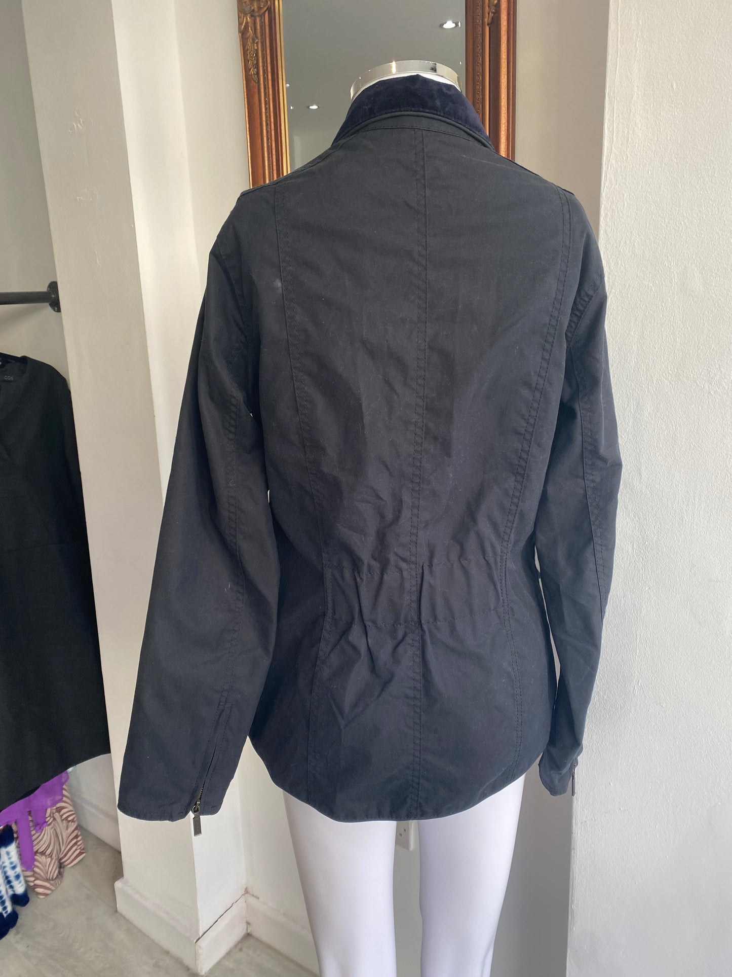 Barbour X William Morris Navy Waxed Jacket Size 10