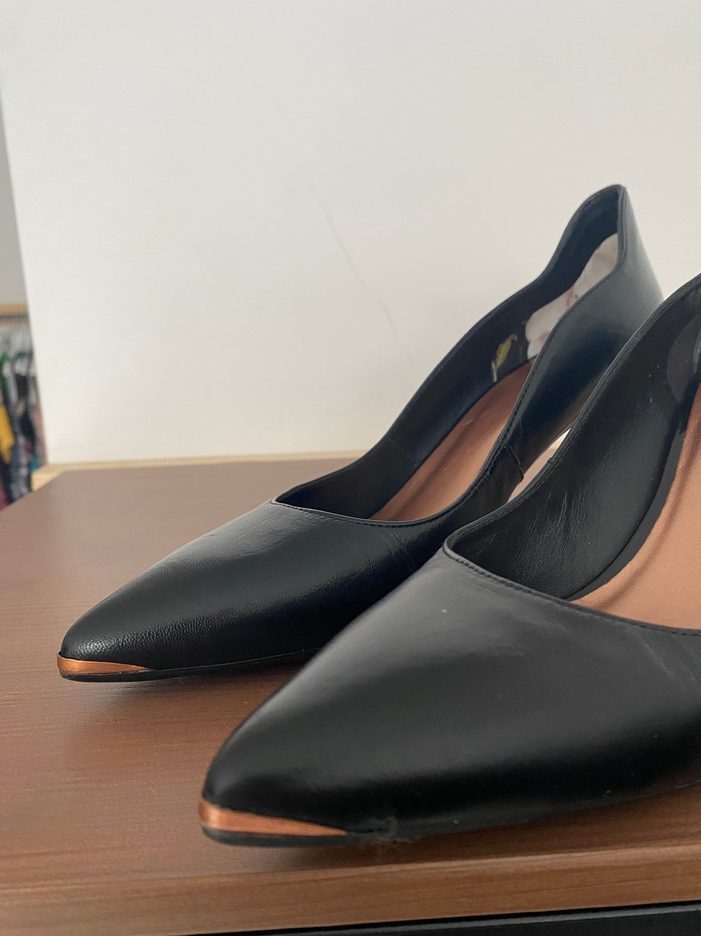 Ted Baker Black Leather Court Shoes Size 4