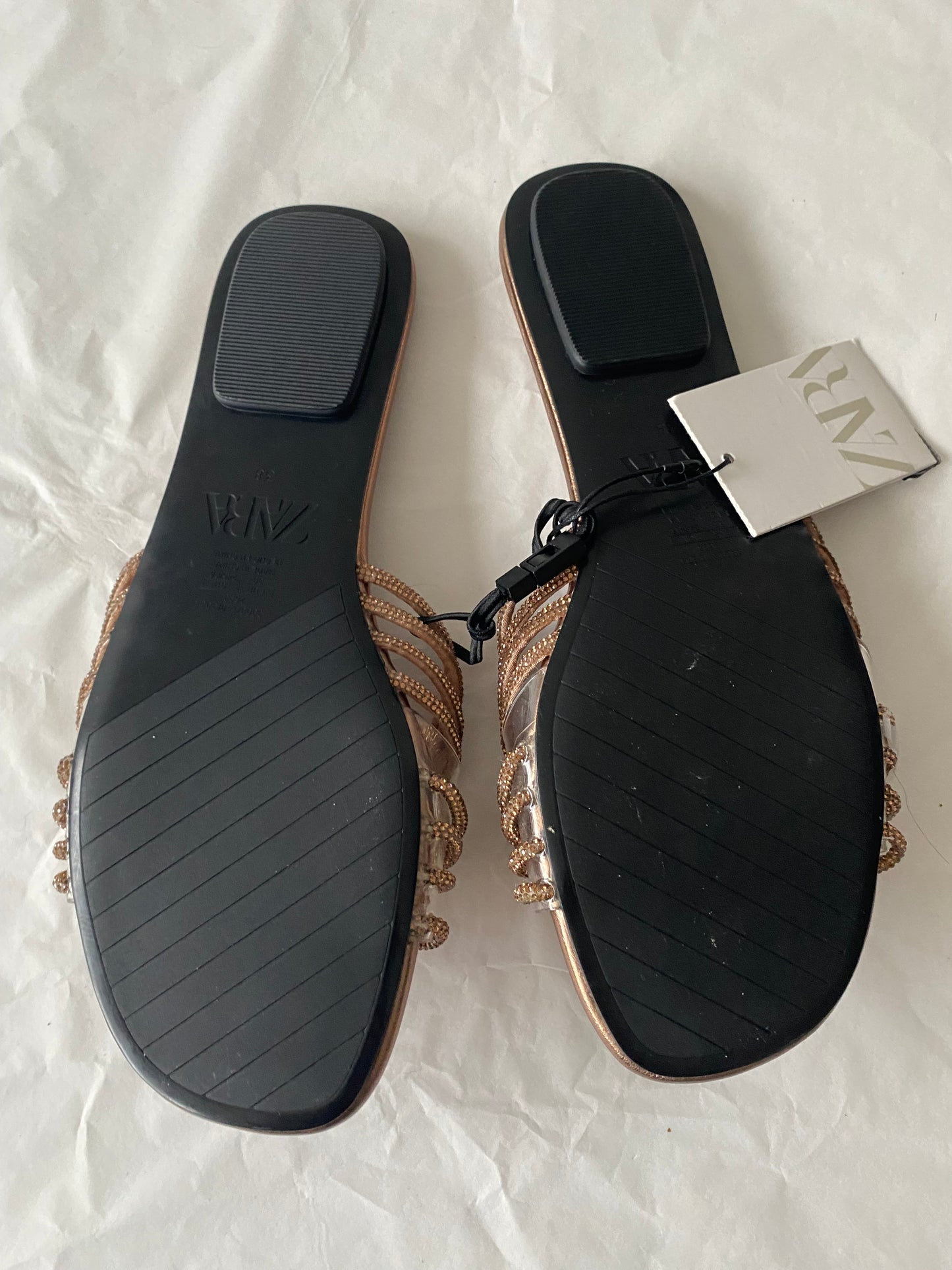 Zara bronze diamante sandals size 5