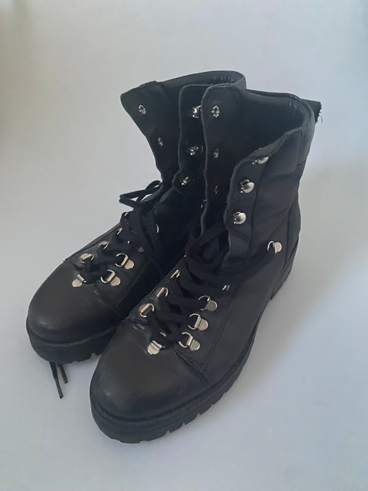 All Saints Black Leather Franka Boots Size 5