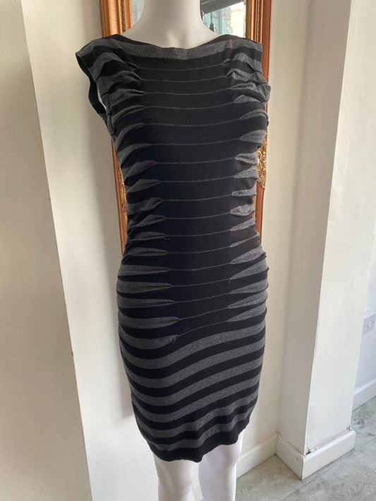 Ted Baker black and grey knitted dress size 8