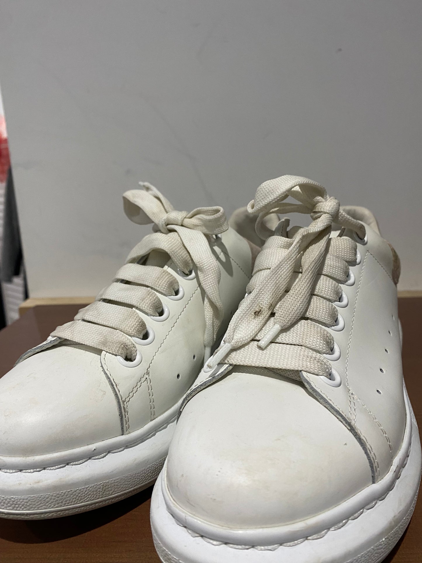 Alexander McQueen White Trainers with Blush Pink with Box Size 6