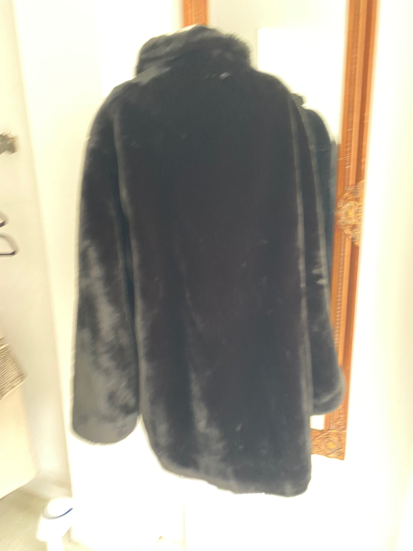 House of Fraser black faux fur coat size 18