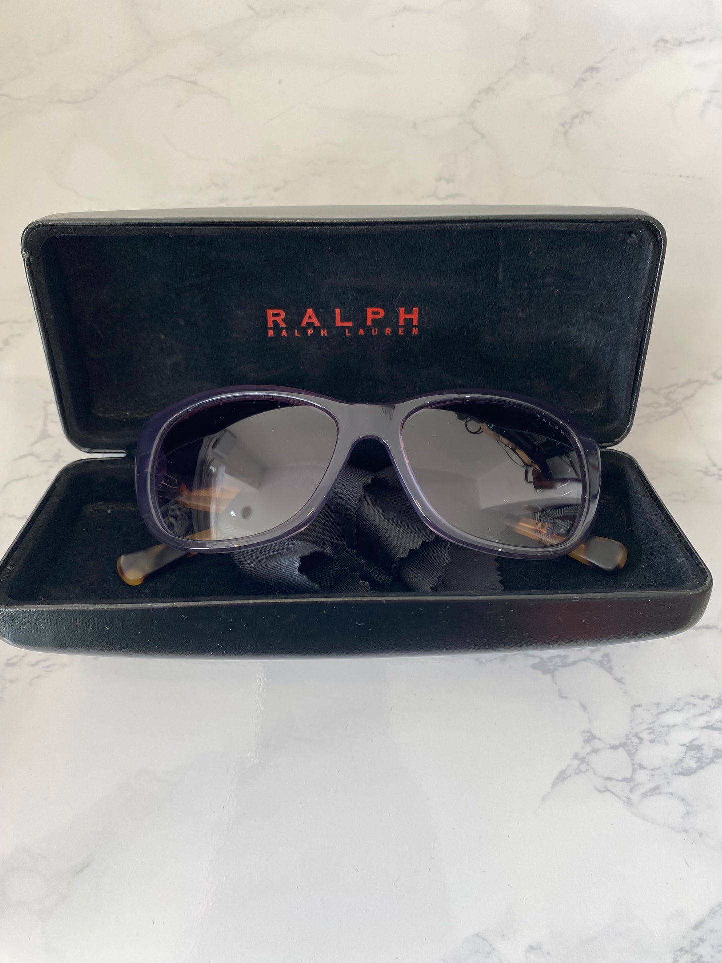 Ralph Lauren Purple Sunglasses with Tortoiseshell Print Arms