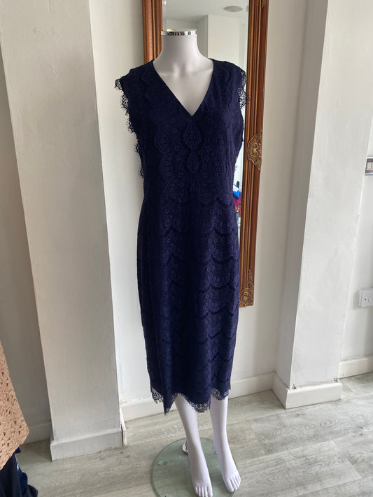 Jaeger Dark Blue Lace Dress Size 12