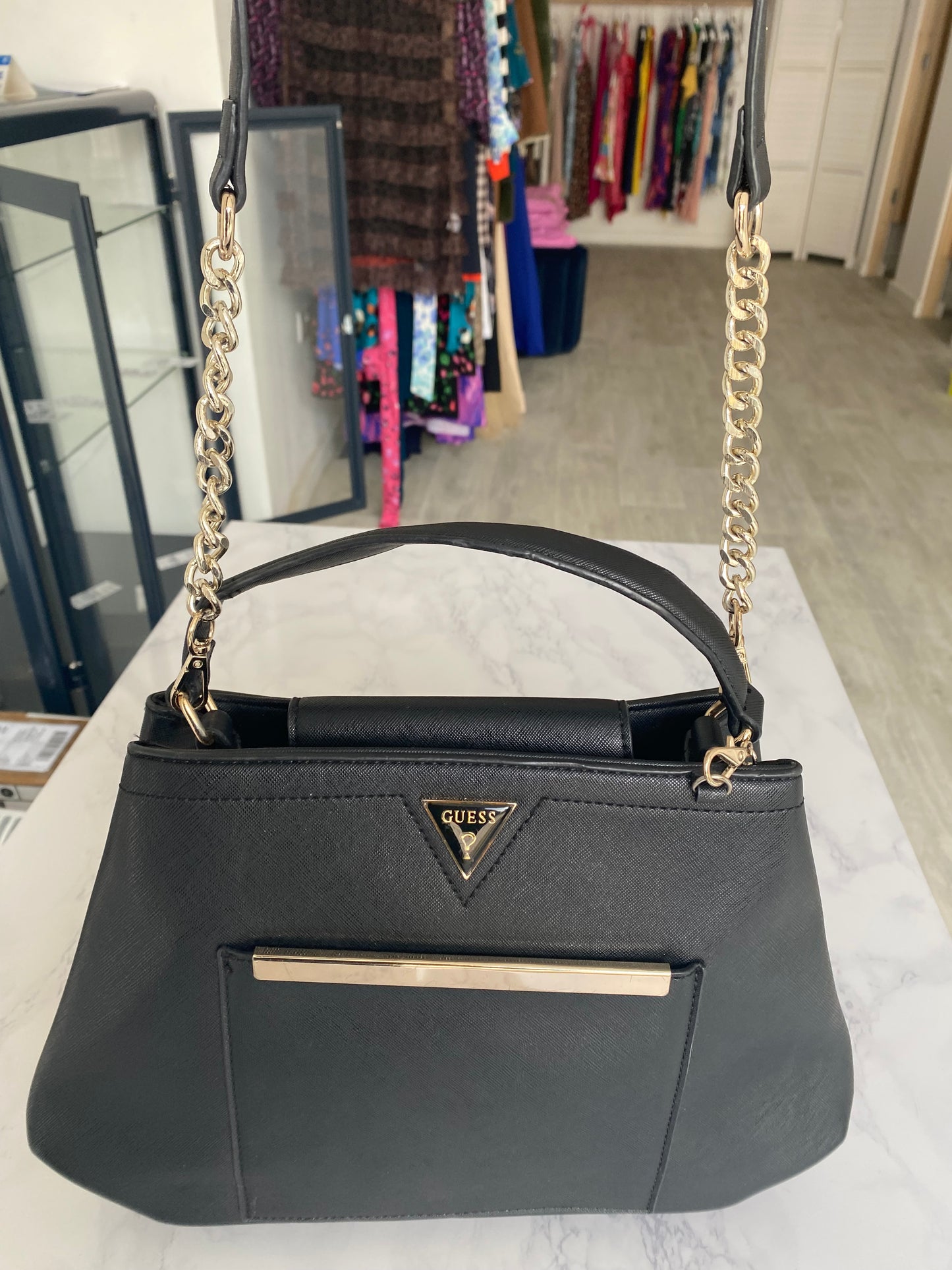 Guess Black Saffiano Crossbody Handbag
