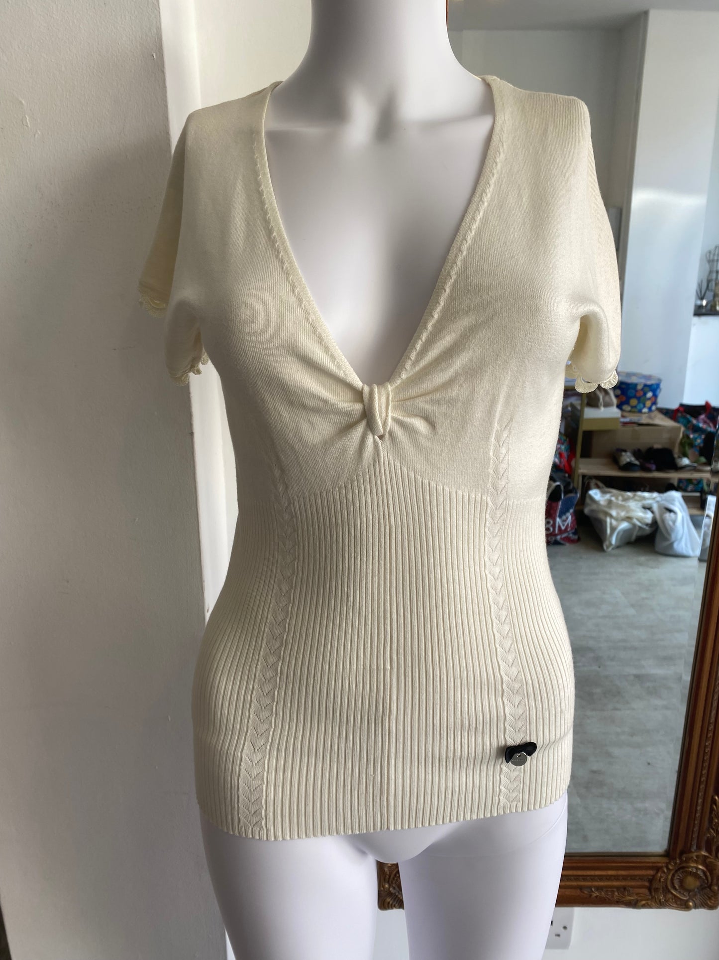 Karen Millen cream knit top size 8