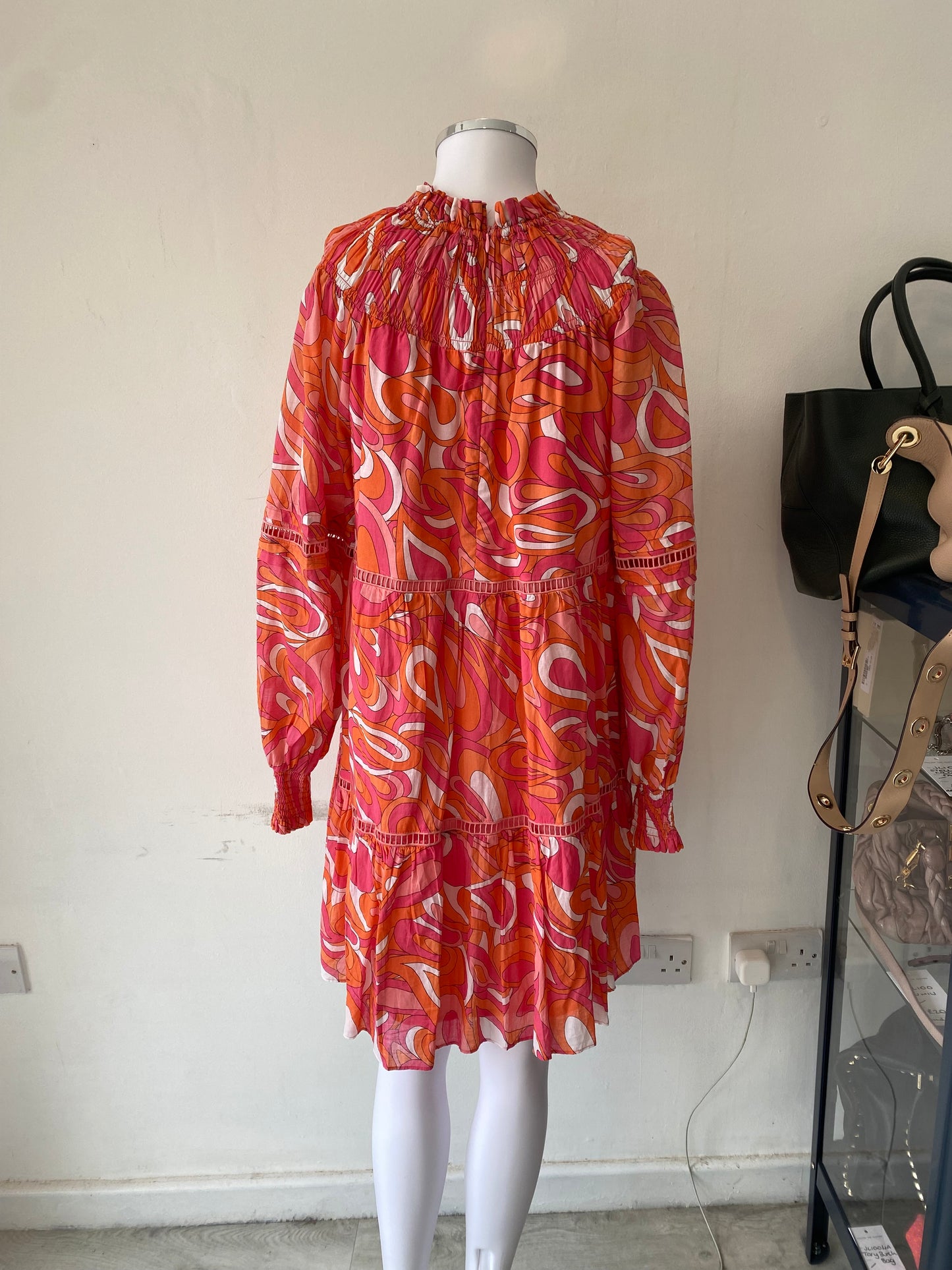 Michael Kors Orange Patterned Dress Size 8-10