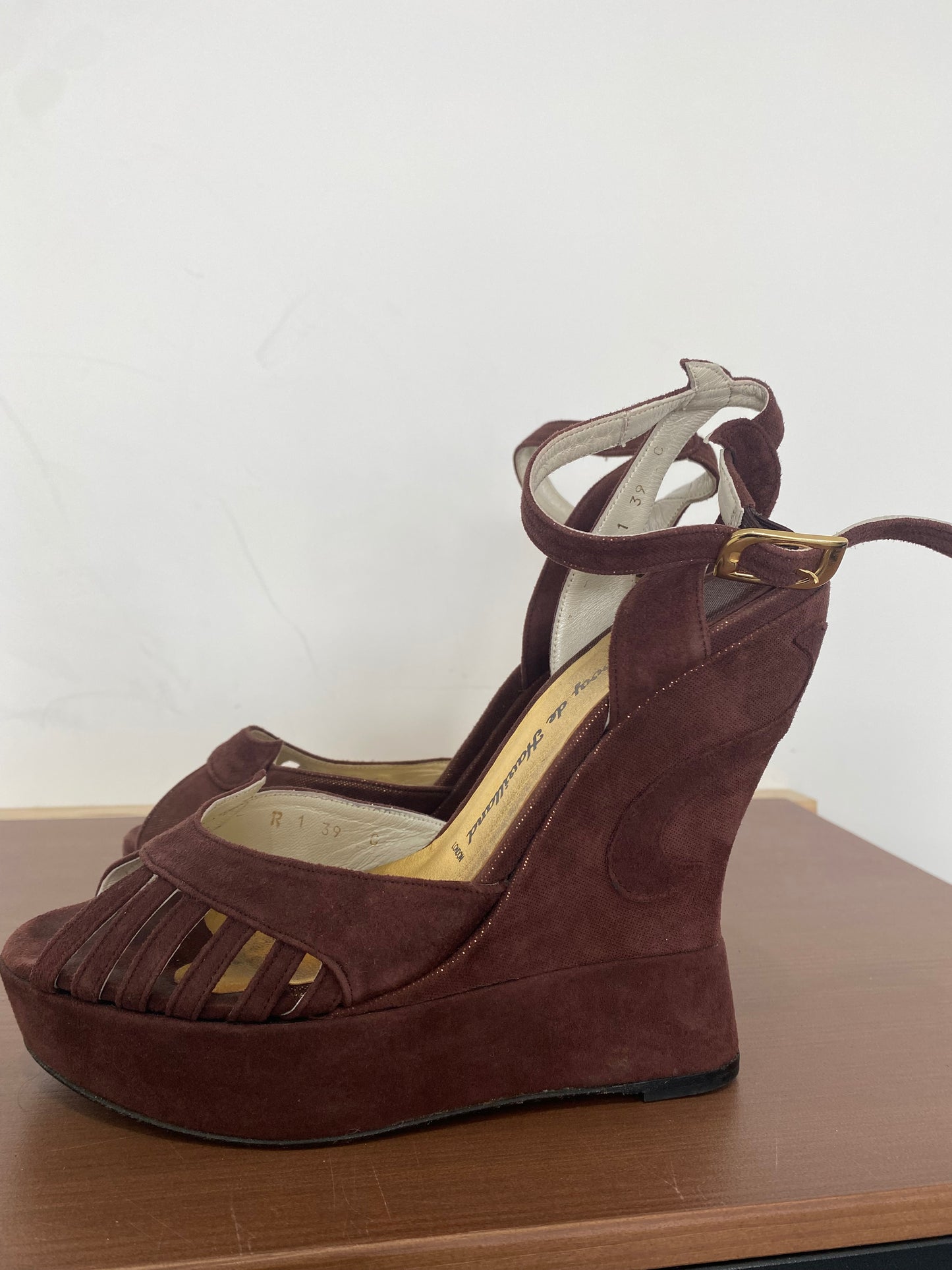 Terry de Havilland Margaux Bronze Wedge Heels with Box Size 6