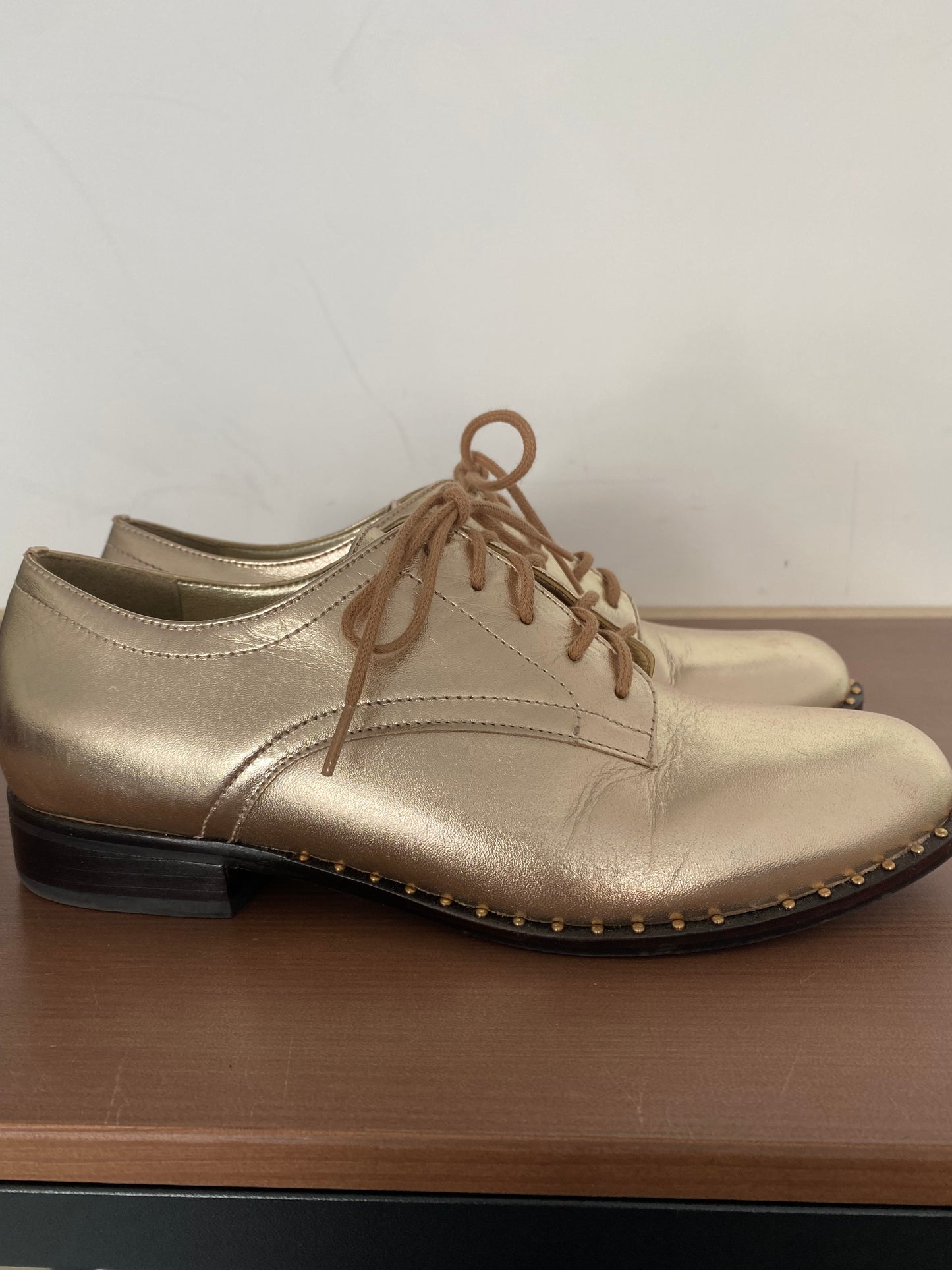 Dune Gold Brogue Shoes Size 3