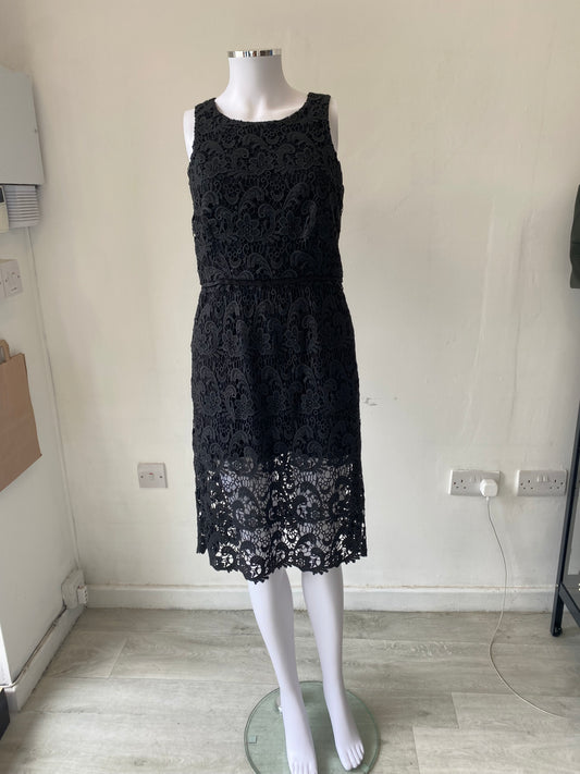 Mint Velvet Black Lace Dress Size 10