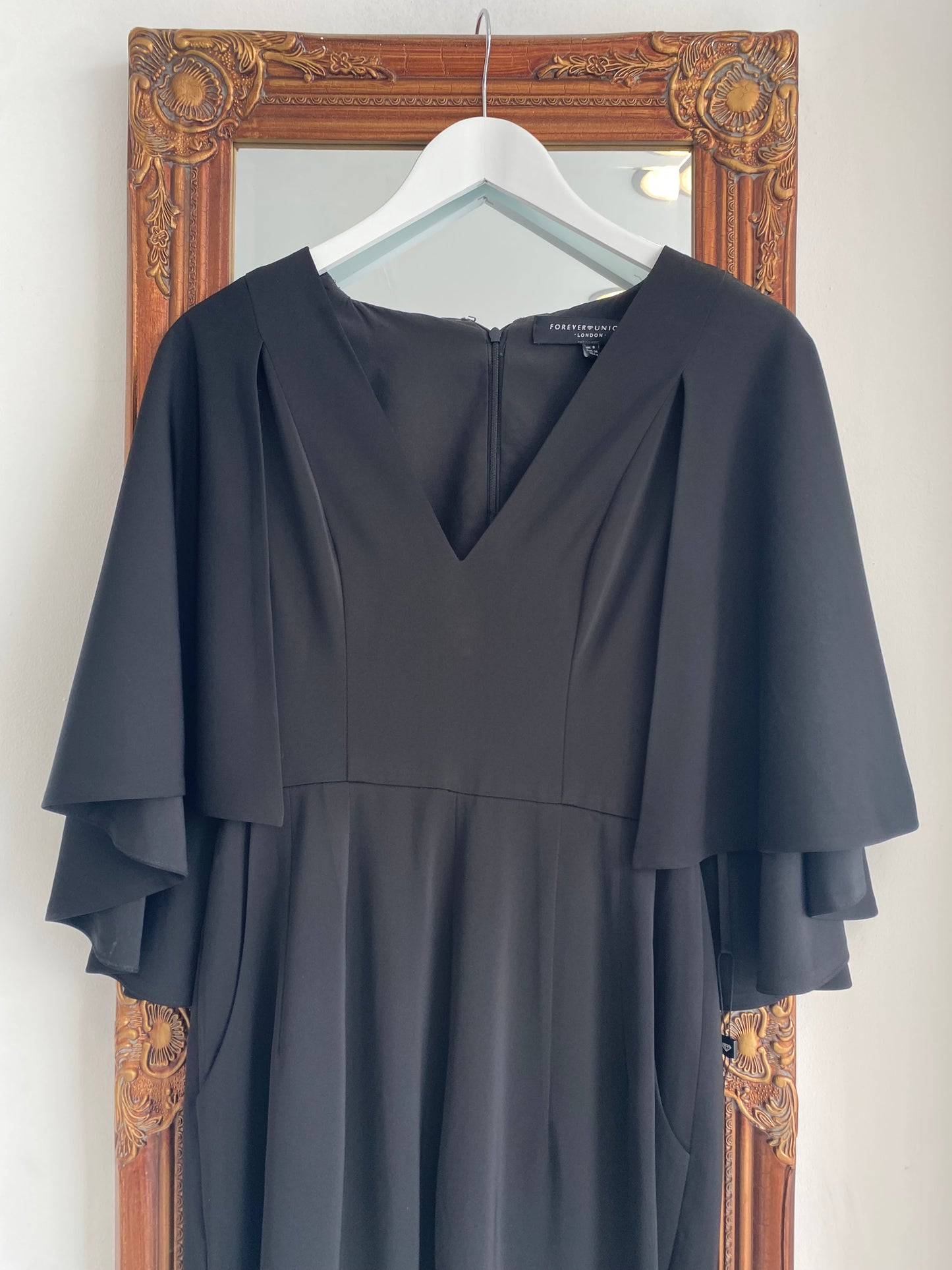 Forever Unique Black Batwing Jumpsuit Size 8
