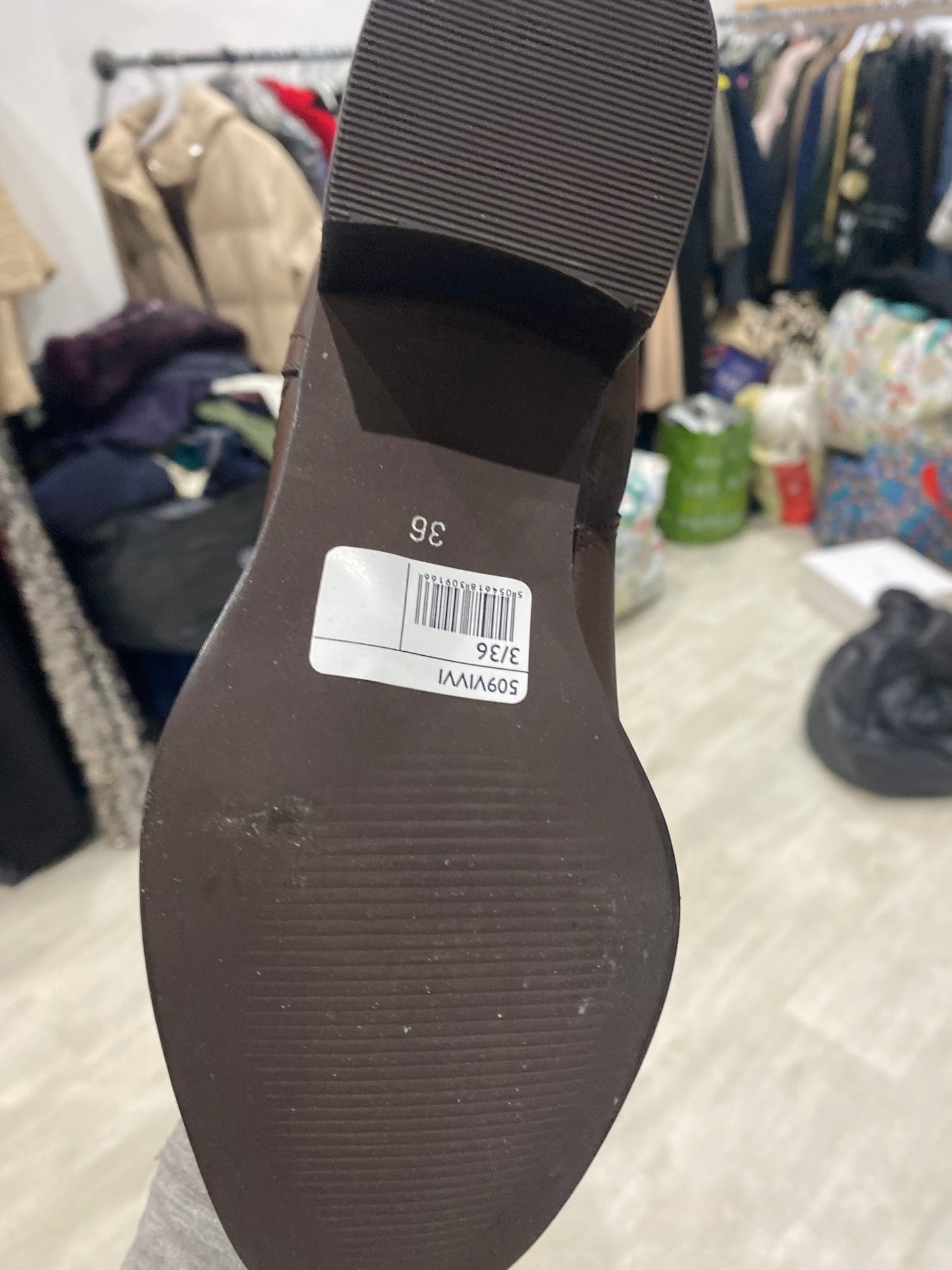 Dune Dark Brown Knee High Leather Vivvi Boots Size 3