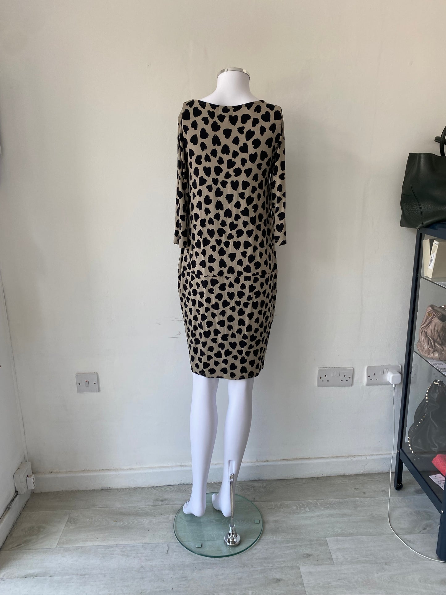 Masai Beige Dress with Black Heart Print Size 8-10