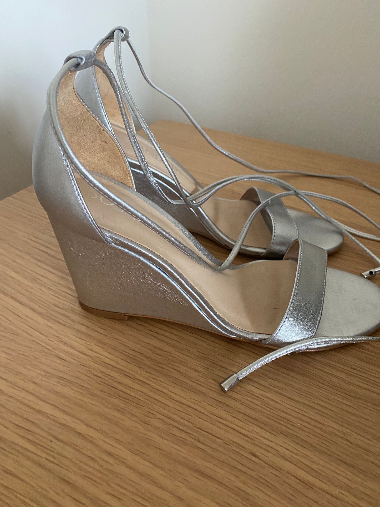 Sosander silver wedge heels size 3