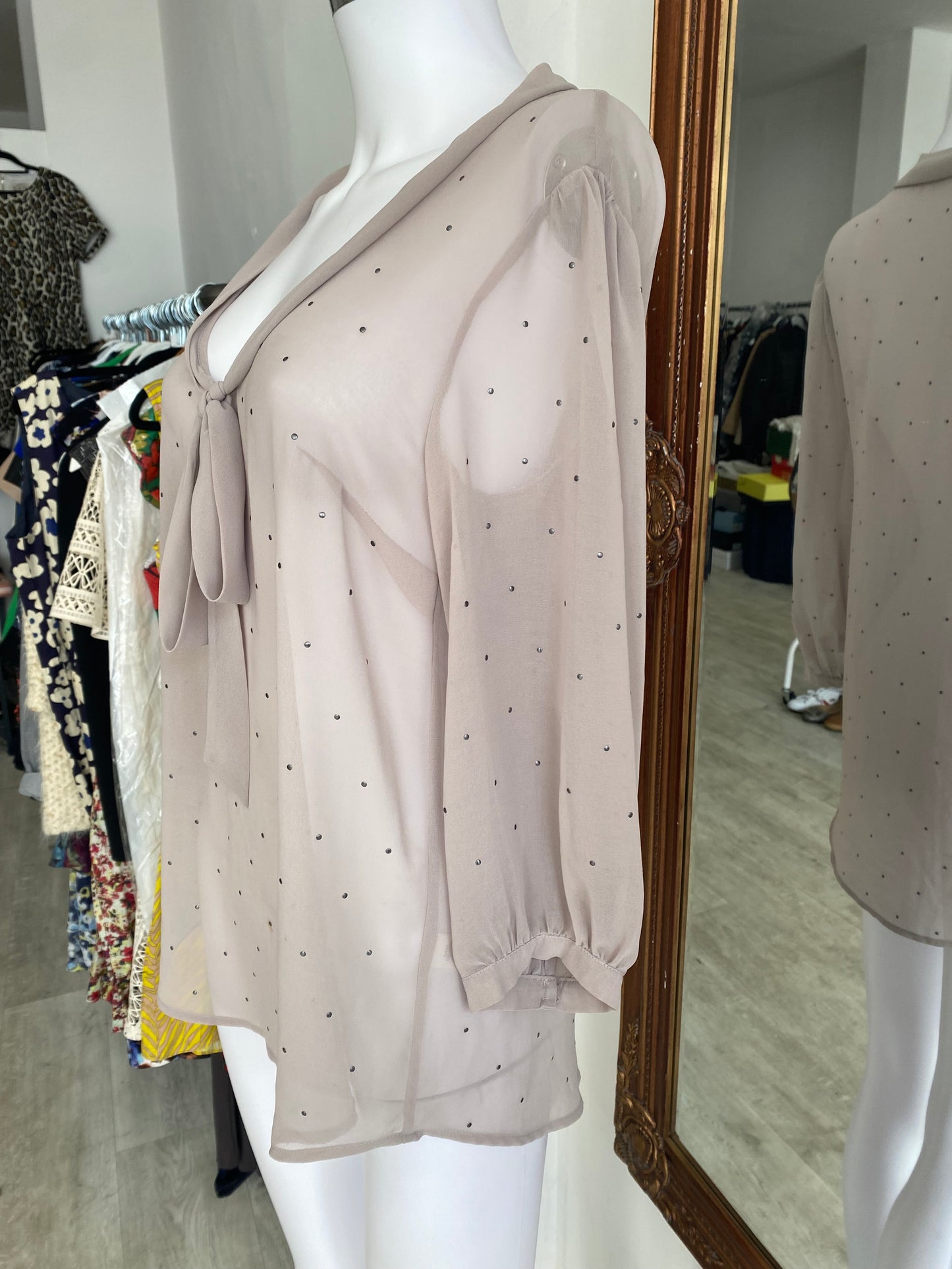 Sheer top with beading size 8-10