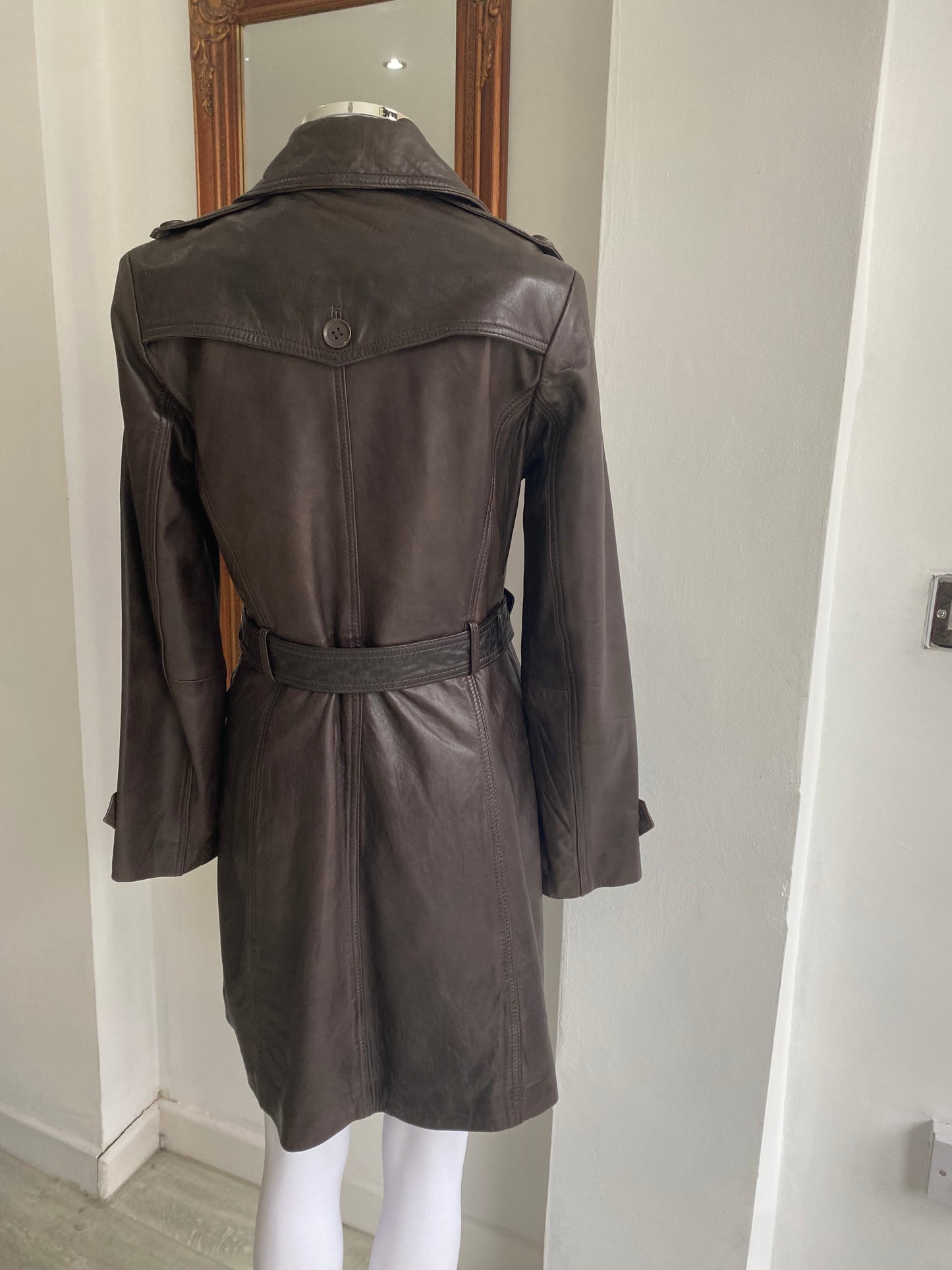 Keenan Brown Leather Coat Size 10