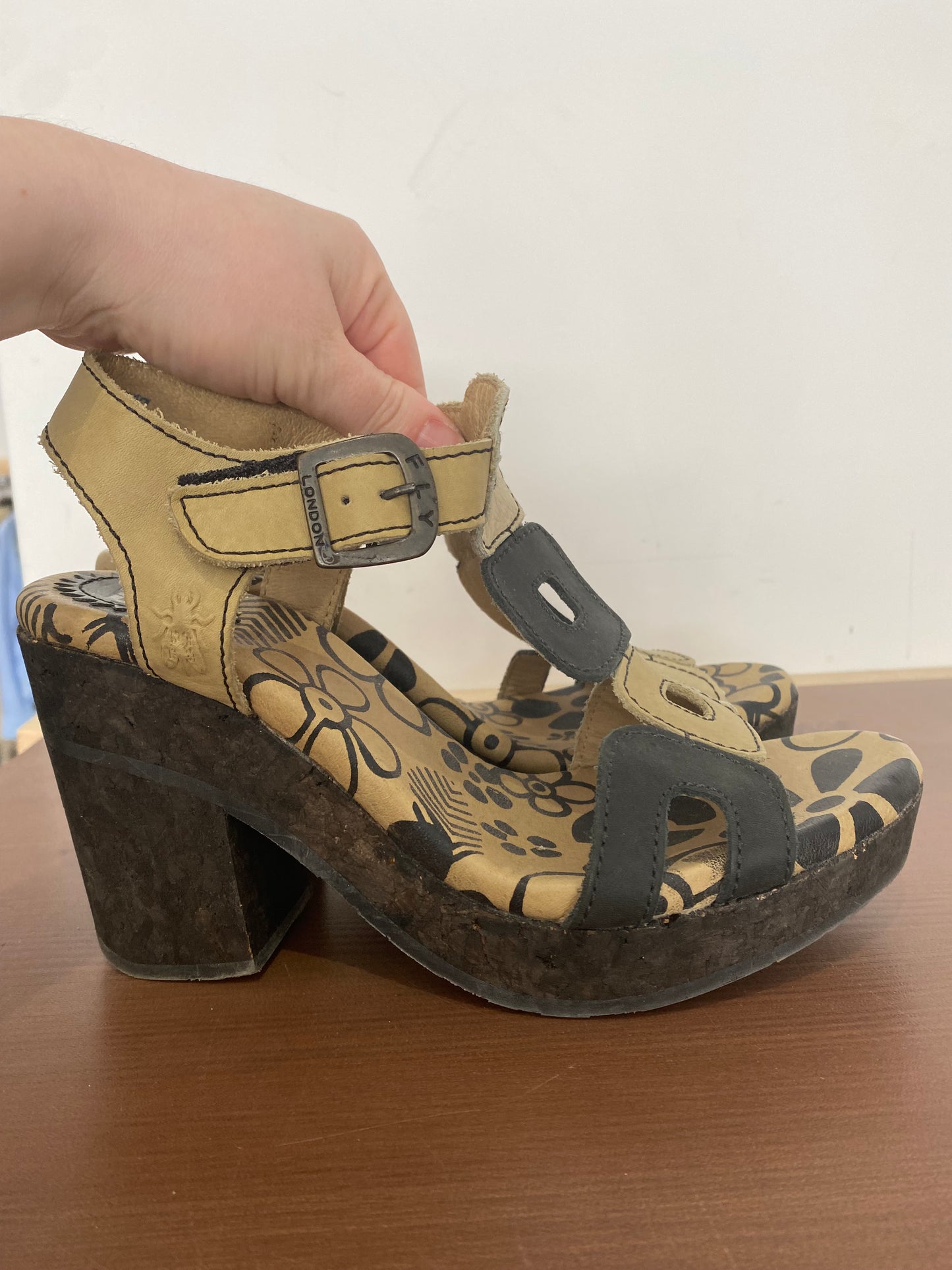 Fly London Leather Heeled Sandals Size 5